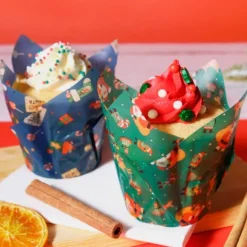 Cápsulas muffins verdes azules regalos Papá Noel Navidad (24) - PME