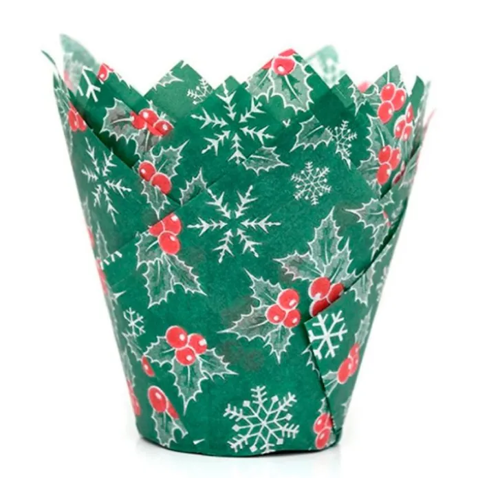 Cápsulas muffins verdes Holly Navidad (36) - House of Marie