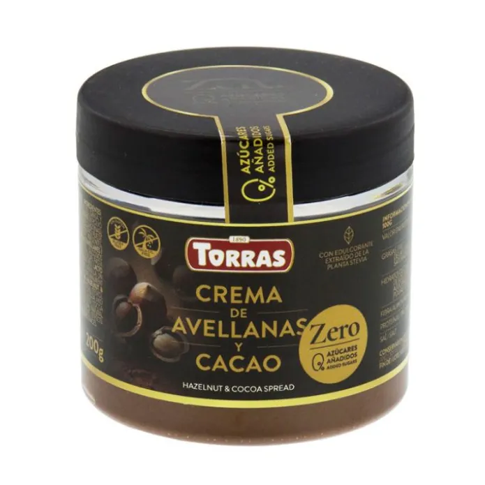 Crema de cacao con avellanas 200 g - Sin azúcar - Torras