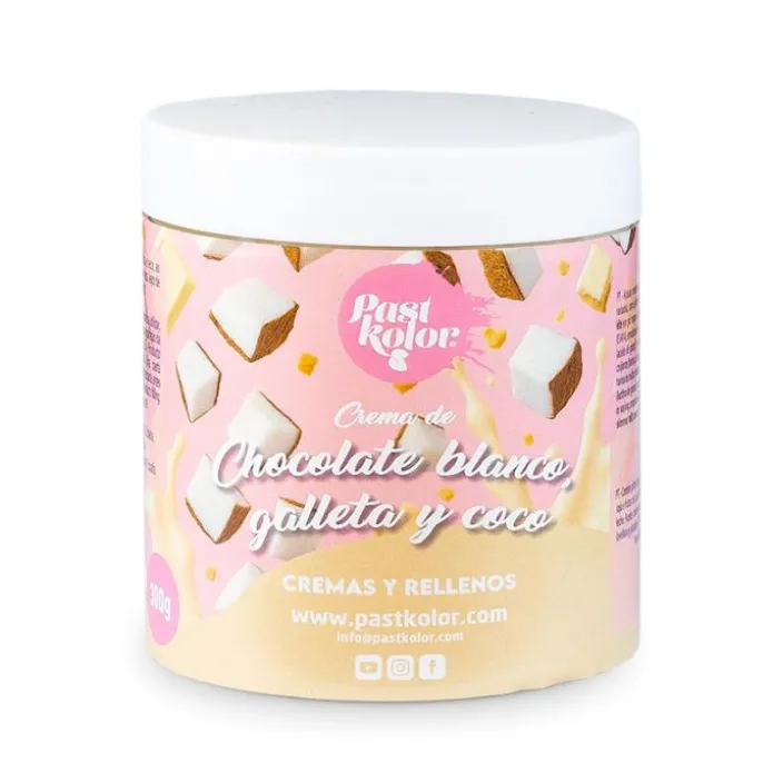Crema de chocolate blanco, galleta y coco 300 g - Pastkolor