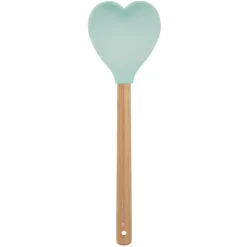 Cuchara de silicona y mango de madera corazón verde 29,5 cm - Miss Étoile