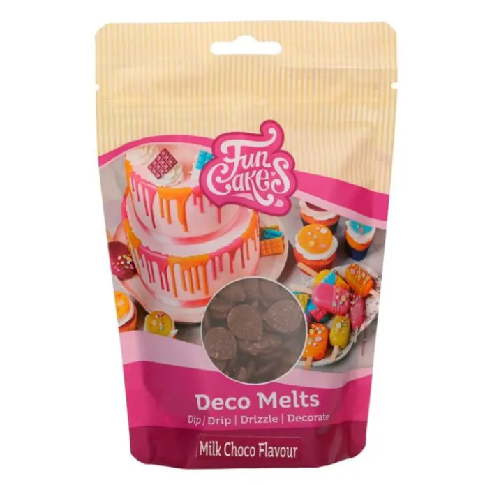 Deco Melts marrón sabor chocolate con leche 250 g - Funcakes