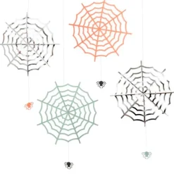 Decoraciones colgantes telas de araña 61 cm (4) - Meri Meri + REGALO caja