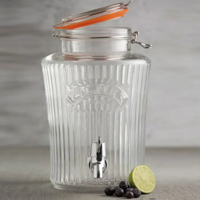 Dispensador de cristal con grifo con estrías 5 litros - Kilner