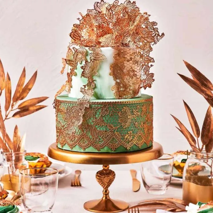 Encaje comestible listo para usar dorado 200 g - Funcakes