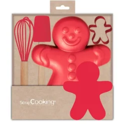 Espátula, batidor, molde y cortador muñeco de jengibre Navidad - ScrapCooking