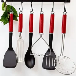 Espátula ranurada flexible larga roja 33 cm - Acero inoxidable - KitchenAid