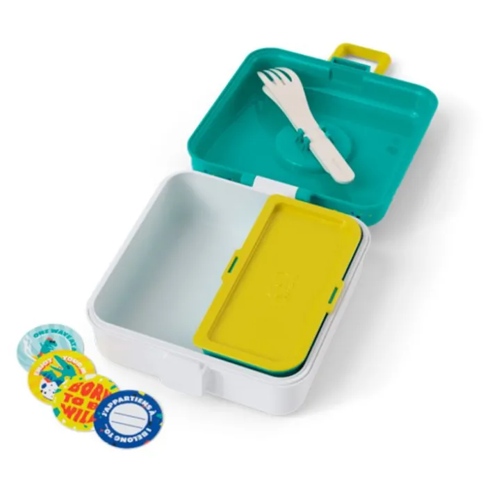 Fiambrera doble compacta verde dinosaurios 850 ml - Polipropileno (sin BPA) - Monbento