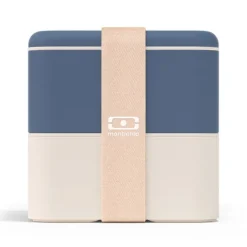 Fiambrera doble ecológica azul y beis cuadrada MB Square 1,7 litros - Plástico PBT (sin BPA) - Monbento