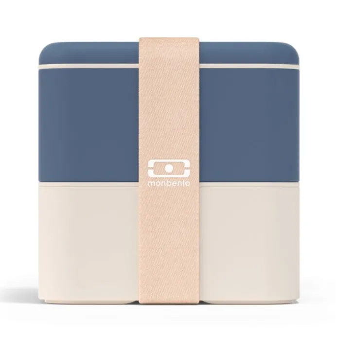 Fiambrera doble ecológica azul y beis cuadrada MB Square 1,7 litros - Plástico PBT (sin BPA) - Monbento