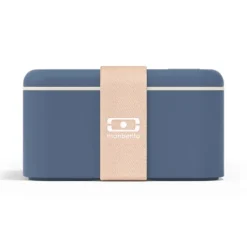 Fiambrera doble ecológica azul y beis cuadrada MB Square 1,7 litros - Plástico PBT (sin BPA) - Monbento