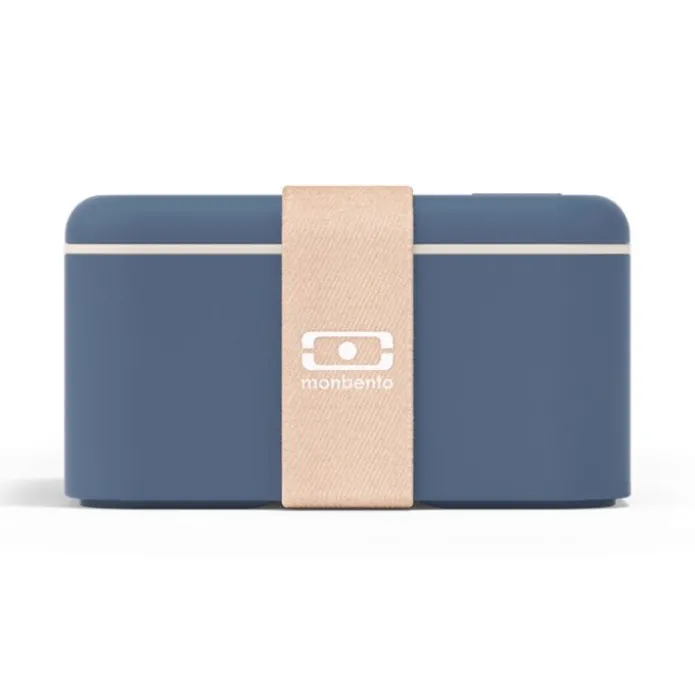 Fiambrera doble ecológica azul y beis cuadrada MB Square 1,7 litros - Plástico PBT (sin BPA) - Monbento