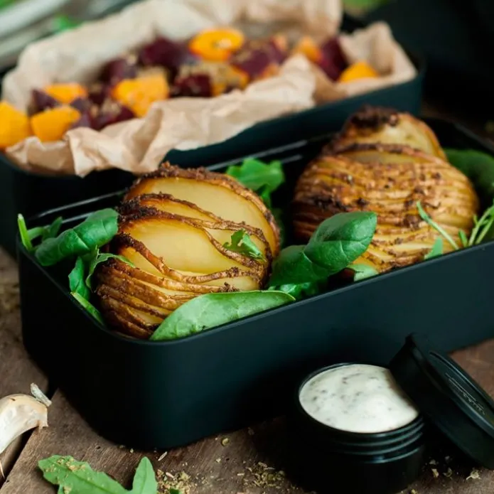 Fiambrera doble ecológica negra 1 litro - Plástico PBT (sin BPA) - Monbento