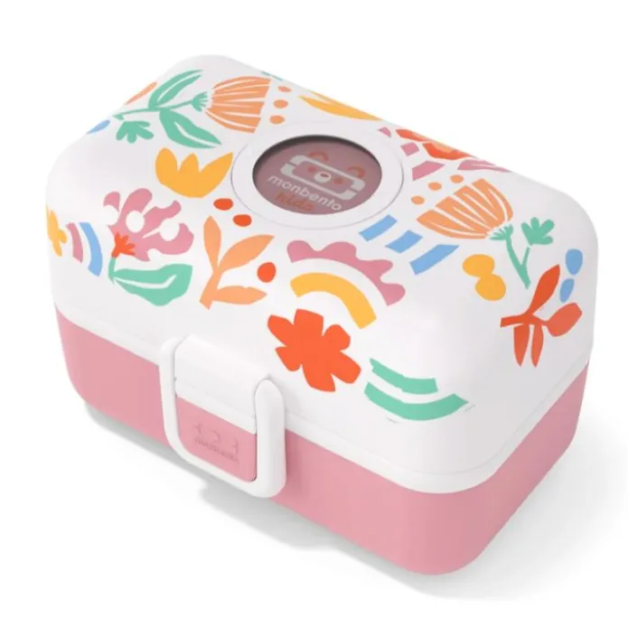 Fiambrera triple compacta rosa flores 800 ml - Polipropileno (sin BPA) - Monbento
