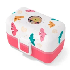 Fiambrera triple compacta rosa pájaros 800 ml - Polipropileno (sin BPA) - Monbento