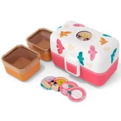 Fiambrera triple compacta rosa pájaros 800 ml - Polipropileno (sin BPA) - Monbento