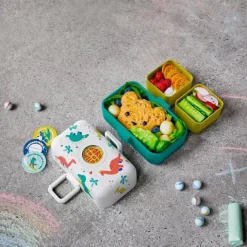 Fiambrera triple compacta verde dinosaurios 800 ml - Polipropileno (sin BPA) - Monbento
