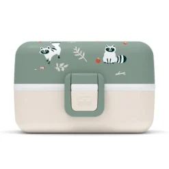 Fiambrera triple compacta verde Mapaches 800 ml - Polipropileno (sin BPA) - Monbento