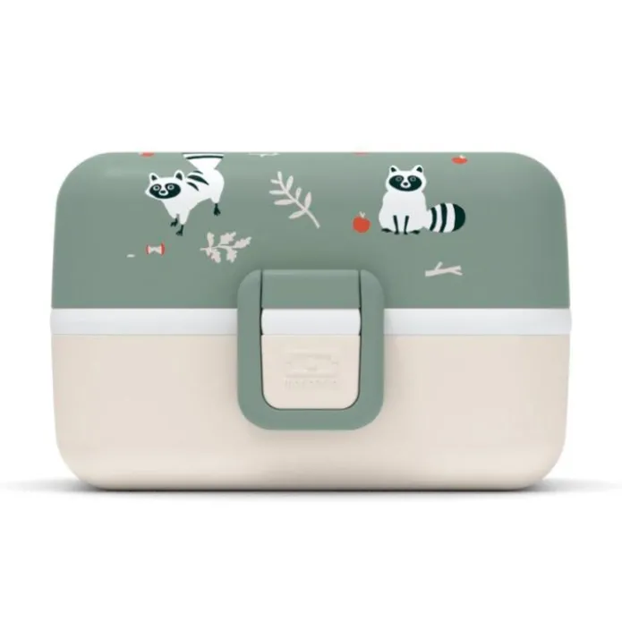Fiambrera triple compacta verde Mapaches 800 ml - Polipropileno (sin BPA) - Monbento