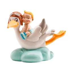 Figura cigüeña bebé niño 10 cm - Dekora