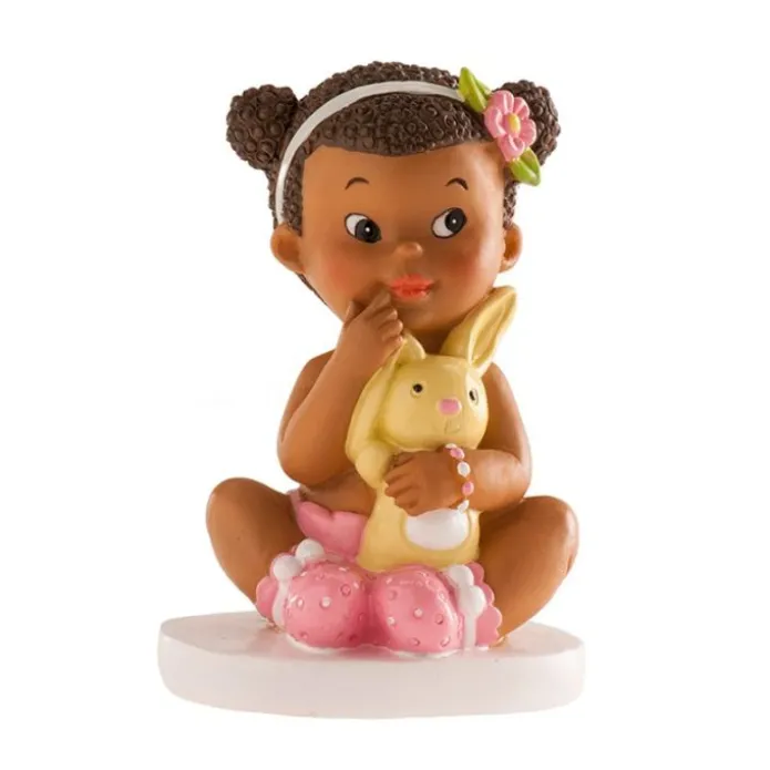 Figura niña bebé con conejito 10 cm - Dekora