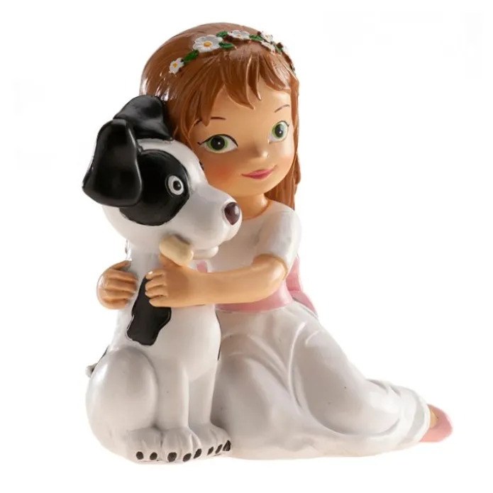 Figura niña de comunión con perro 11,5 cm - Dekora