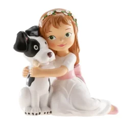 Figura niña de comunión con perro 11,5 cm - Dekora