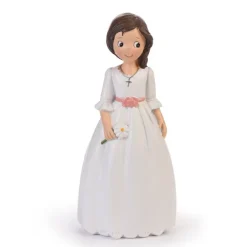Figura niña de Comunión morena con flor 15 cm - Modecor