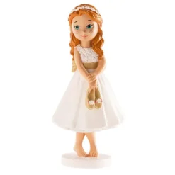 Figura niña de comunión rubia descalza 13 cm - Dekora