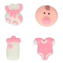 Figuras de azúcar bebé niña rosa (12) - Sin gluten - Funcakes