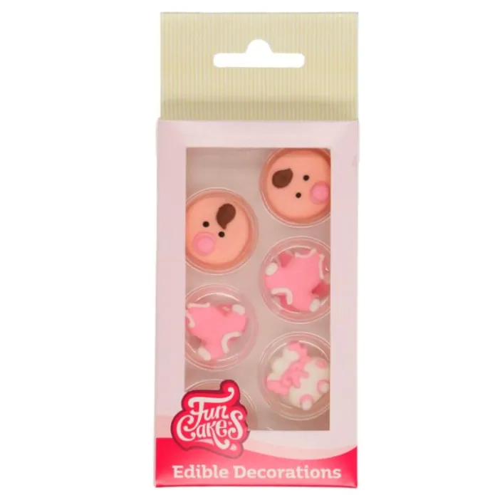 Figuras de azúcar bebé niña rosa (12) - Sin gluten - Funcakes
