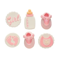 Figuras de azúcar rosas Girl (6) - Sin gluten - Decora