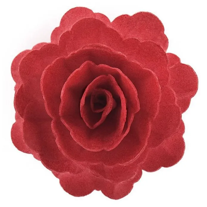 Flor de oblea rosa roja 12,5 cm - Sin gluten - Dekora