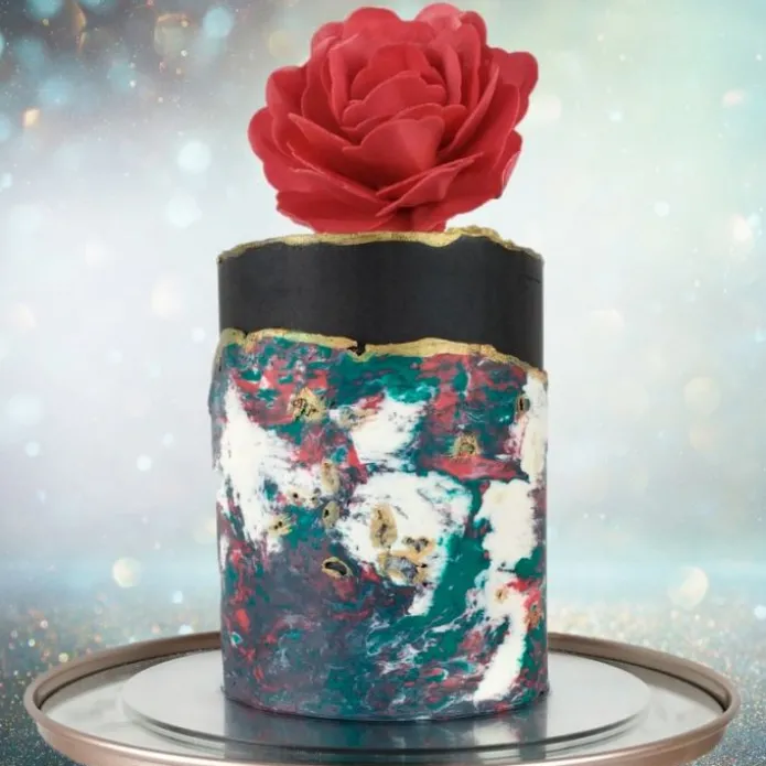 Flor de oblea rosa roja 12,5 cm - Sin gluten - Dekora
