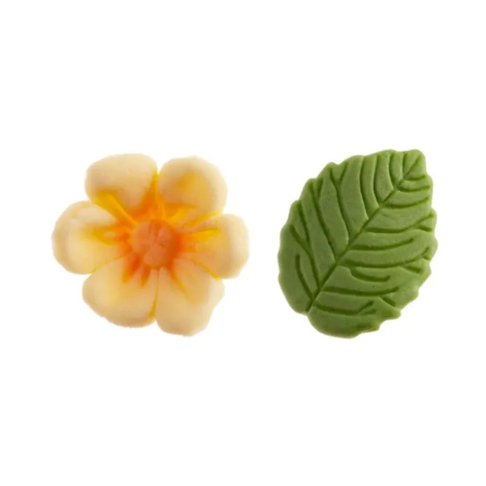 Flores amarillas y hojas de azúcar (13) - Sin gluten - Dekora