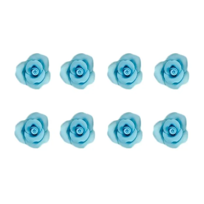 Flores de azúcar rosas azules 3 cm (8) - Decora