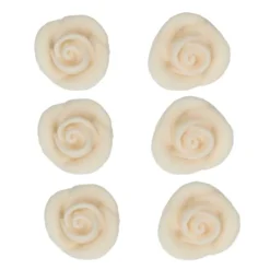 Flores de azúcar rosas blancas 2,5 cm (6) - Funcakes