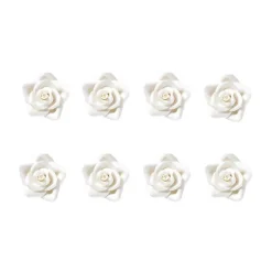 Flores de azúcar rosas blancas 3 cm (8) - Decora