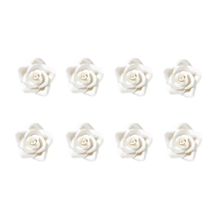 Flores de azúcar rosas blancas 3 cm (8) - Decora