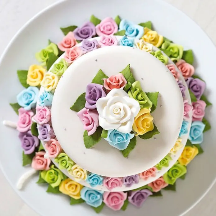 Flores de azúcar rosas blancas 3 cm (8) - Decora