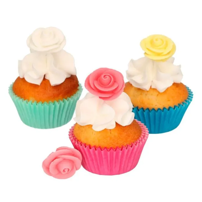 Flores de azúcar rosas de colores 2,5 cm (8) - Funcakes