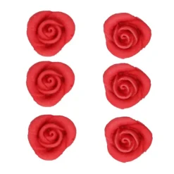 Flores de azúcar rosas rojas 2,5 cm (6) - Funcakes