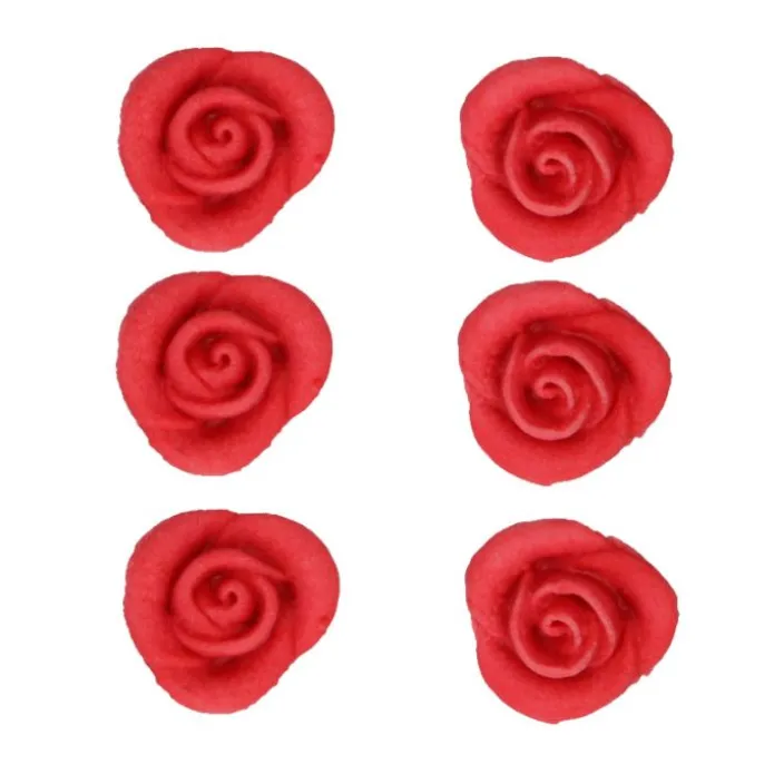 Flores de azúcar rosas rojas 2,5 cm (6) - Funcakes