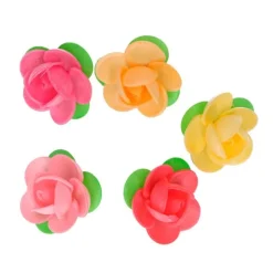 Flores de oblea Camelias de colores 4,5 cm (5) - Funcakes