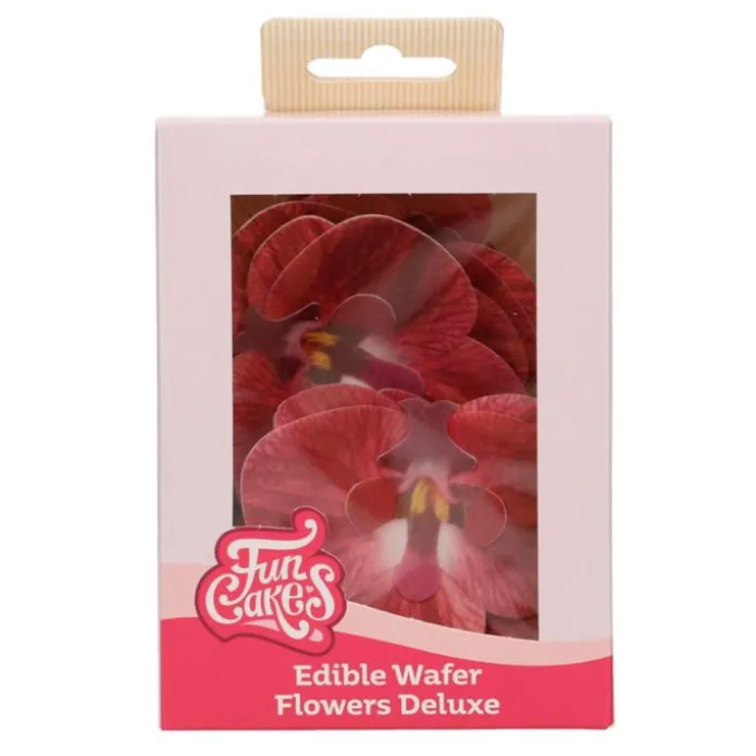 Flores de oblea orquídeas rojas 7 cm (10) - Funcakes