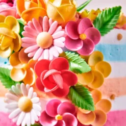 Flores de oblea Plumerias y hojas de colores 4 cm (15) - Funcakes