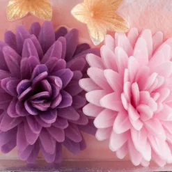 Flores de oblea pompones de colores 4,5 cm (12) - Sin gluten - Dekora