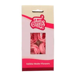 Flores de oblea Rosas de color rosa 4 cm (6) - Funcakes