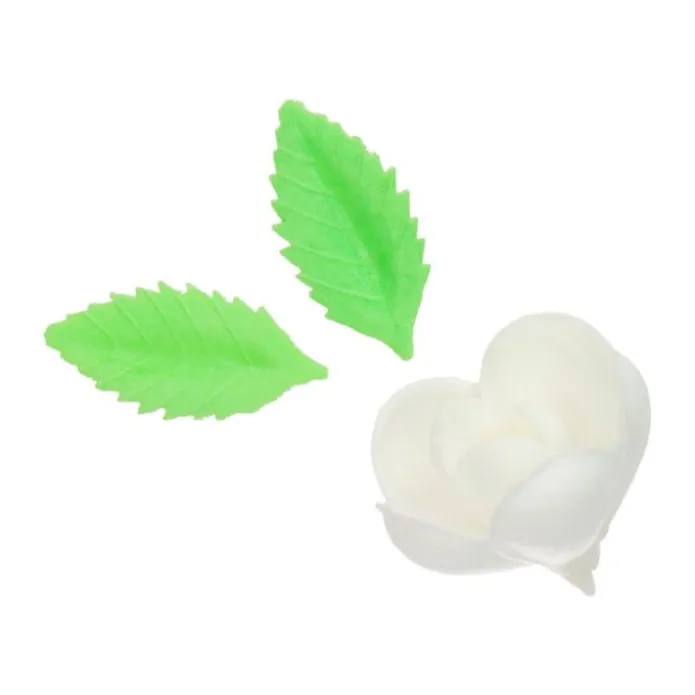 Flores de oblea Tulipanes y hojas 4 cm (12) - Funcakes