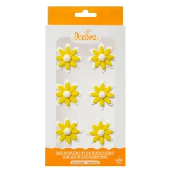 Flores margaritas de azúcar 3 cm (6) - Sin gluten - Decora